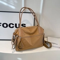 Khaki nylon shoulder bag with large zipper pocket and adjustable crossbody strap - One Size / Khaki