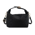 Bolso negro con grabado de serpiente, asa superior y elegantes herrajes en color oro - Negro