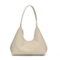 Minimalistische beige gewebte Hobo-Schultertasche mit strukturierter Oberfläche - Gebrochenes Weiß