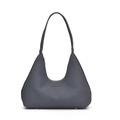 Minimalistische dunkelgraue Hobo-Schultertasche aus strukturiertem Leder mit Reißverschluss - Aqua