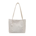 Borsa tote in pizzo bianco con ricamo farfalla 3D e manici in corda intrecciata - Bianco