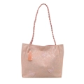 Borsa tote rosa con ricamo farfalla 3D, trama floreale e dettaglio nappa - Rosa