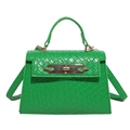 Mini green handbag with woven texture, metal lock, and adjustable shoulder strap - Green