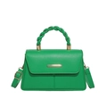 Sac bandoulière vert minimaliste avec poignée tressée et boucle dorée chic - Vert