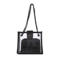 Transparente PVC-Tasche mit schwarzem Rand und Innentasche mit MEIXIAOMEI-Schriftzug - Schwarz