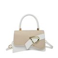 Minimalist white and beige crossbody bag with a distinctive gold buckle detail - White
