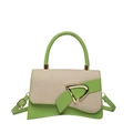 Green and cream crossbody bag with woven flap and golden D-buckle closure - Green