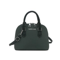 Bolso de mano verde oscuro con textura de cocodrilo, herrajes plateados y diseño elegante - Verde