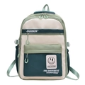 Minimalist college backpack in white and forest green with large capacity and laptop compartment - Green