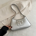 Silver metallic underarm shoulder bag featuring a sleek bow-knot decoration - Silver