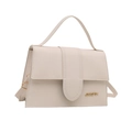 Elegante borsa a tracolla bianco crema con logo JINGPIN dorato e manico superiore chic - Bianco