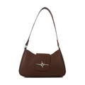 Bolso de hombro de cuero mate marrón oscuro con hebilla de estrella plateada - Marrón Oscuro