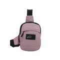Mini borsa a tracolla in tela lilla con tasca a cerniera nera e cinturino regolabile - Viola