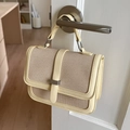 Elegante zweifarbige Umhängetasche in Gelb und Beige mit Webstruktur und Silberschnalle - Gelb