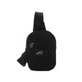 Borsa a tracolla in nylon nero con patch in gomma MX e tasca frontale con zip - Nero
