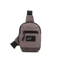 Borsa a tracolla in nylon grigio chiaro e lilla con rete nera e tracolla regolabile - Grigio