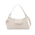 Sac baguette minimaliste en cuir blanc crème avec détails argentés pour femmes - Blanc
