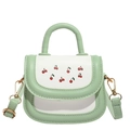 Mini crossbody bag in light green and white with cherry print and golden hardware - No Pendant / Green