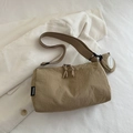 Minimalist khaki nylon crossbody bag with wide shoulder strap and round coin purse - Khaki