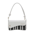 Bolso bandolera blanco con diseño de teclas de piano y notas musicales doradas - Blanco
