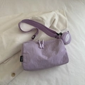 Minimalist light purple large capacity nylon crossbody bag with small round coin purse - Purple