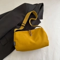 Bright yellow large capacity nylon crossbody bag with adjustable wide strap and zipper - Yellow