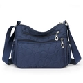 Bolso bandolera de nailon azul oscuro acolchado con corazones y varios bolsillos - Azul Marino