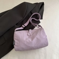 Minimalist lavender nylon crossbody bag with zipper closure and adjustable strap - Purple
