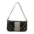 Schwarze und cremefarbene Schultertasche mit goldener Kette und Reißverschluss - Schwarz