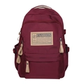 Mochila granate de nailon de gran capacidad con bolsillos de cremallera y logo retro - Bolso Individual / Rojo
