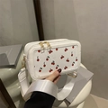 Sweet white crossbody bag with cherry pattern and adjustable wide strap - White Without Pendant