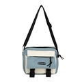 Japanische Canvas Umhängetasche in Hellblau und Beige mit verstellbarem Riemen - Mit Anhänger / Blau
