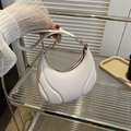 Borsa sottobraccio bianca trapuntata con cerniera dorata e tracolla regolabile chic - Bianco Sporco