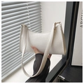 White faux leather crocodile pattern underarm bag for women with long shoulder strap - 24.5*6.5*15.5cm / Stone White