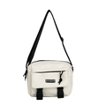 Cream white utility crossbody bag with adjustable black strap and dual buckle closures - White