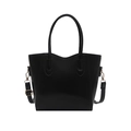 Bolso cubo minimalista de cuero sintético negro con detalles dorados y logotipo - Negro