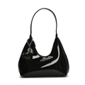 Borsa hobo minimalista in vernice nera con ciondolo a cuore e finitura lucida - Con Ciondolo / Nero
