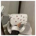 Borsa a tracolla bianca con stampe di ciliegie rosse e tracolla larga regolabile - Bianco