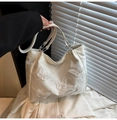 Borsa tote in pizzo bianco con ricamo di farfalle tridimensionali e grande capacità - Bianco