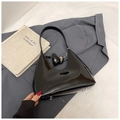 Glossy black patent leather baguette bag with a heart-shaped charm accessory - Without Pendant / Black