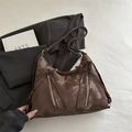 Bolso hobo retro marrón oscuro con cremalleras dobles y detalle de lazo en cuero sintético - Marrón