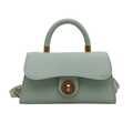 Elegante bolso bandolera verde menta con cierre de metal vintage y asa superior - Verde Menta