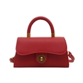 Bolso cuadrado de cuero rojo mate con hebilla circular dorada de estilo retro - Rojo