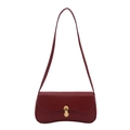 Bolso de hombro retro de cuero granate con base ondulada y cierre dorado - Rojo