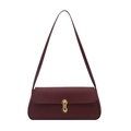 Chic burgundy rectangular underarm bag in litchi leather with gold buckle detail - Burgundy