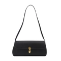 Chic black rectangular underarm bag with gold U-shaped buckle and slim shoulder strap - Black