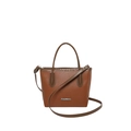 Sac seau marron chic avec motif litchi, logo Fashion argenté et bandoulière - Marron