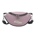 Marsupio casual a mezzaluna rosa polvere in nylon con logo bianco ricamato sport - Viola