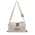 Chic beige nylon crossbody sling bag with Fanyissa logo and adjustable shoulder strap - White