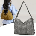 Versatile canvas tote bag for women showing crossbody and shoulder strap styles - Gray